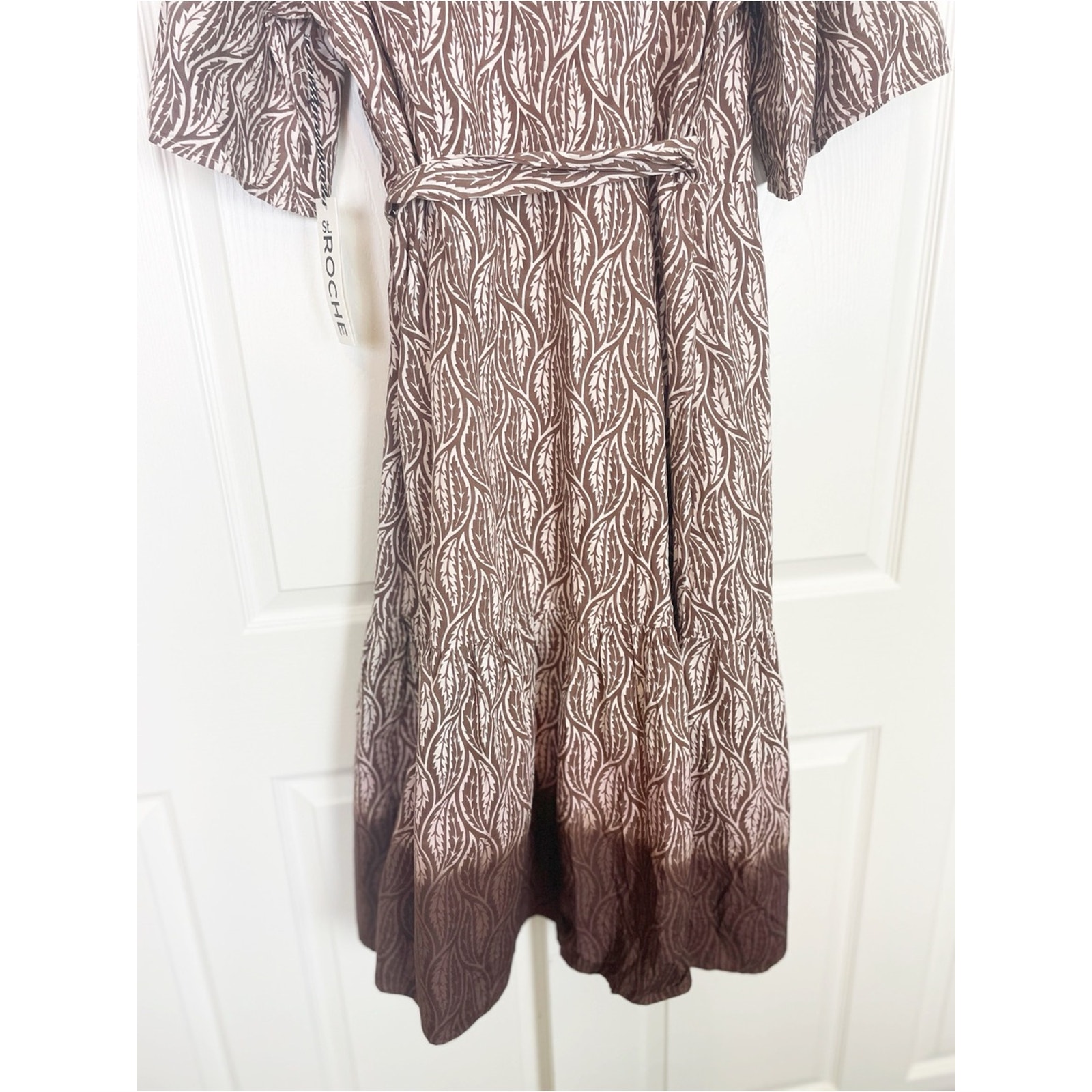 St. Roche Pina Wildwood Leaf Wrap Dress Dip Dye Midi Nwt Sz 10 — image 8 of 8